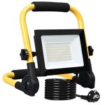 Meision Led-bouwlamp, 50 W, 4300 lumen, koudwit, superhelder, 6500 K met stekker + 3 meter stroomkabel, IP66 draagbare schijnwerper, bouwplaatslamp voor bouwplaats, garage
