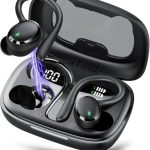 Bluetooth 5.3 hoofdtelefoon, draadloos, 72 uur speeltijd, HiFi stereo, ruisonderdrukking ENC 40 dB, sporthoofdtelefoon, led-display, IPX7 waterdichte hoofdtelefoon voor training/hardlopen, Roze