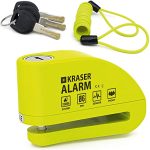 KRASER KR6Y Remschijfslot Alarm 110 db Motorfietsslot, Alarmschijfslot Waterbestendig, Herinneringskabel, Draagtas, Universele Motorfietsslot Fietsslot Scooter Elektrische Fiets