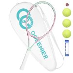 OGEENIER Tennisracket voor volwassenen, 27 inch, voorgespannen tennisracket voor beginners, lichte en recreatieve rackets met 1 overgrip en 3 ballen