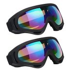 Vicloon Skibril, 2 stuks skibril, snowboardbril, uv-bescherming, motorcrossbril, helm-compatibel, anti-condens-skibril, sportbril voor skiën, motorrijden, fietsen, skaten, uniseks