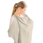 Aolso Voedingssjaal voor baby's, mousseline borstvoedingshoes, borstvoedingsdoek voor onderweg, zacht en ademend borstvoedingsschort, verstelbare riem, geschikt voor autostoelen (kaki)