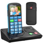 Tosaju 4G senior mobiele telefoon ontgrendeld met bluetooth-laadstation, handsfree luidspreker, hoog volume, grote knop voor senioren, SOS-knop, blauw