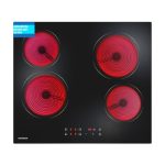 Beste keramische kookplaat AURAKICH keramische kookplaat 4 platen, inbouw-kookplaat met slijtvaste glaskeramiek, 2 jaar garantie, 59cm, 6000W Touch, 9 vermogensniveaus, timer 1-99 min, kinderveiligheid, voor alle potten