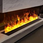 Decoratieve elektrische waterdamphaardbevochtiger met 3D-verstuivende vlam, 3 mm ultradun paneel, geen verwarming,100cm/39.3in