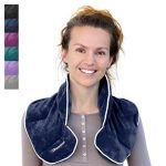 Beste warmtekussen nek schouder Qomfor - Warmtewrap voor de magnetron met lavendelgeur - Donkerblauw - Verwarmingskussen voor nek/schouder met gewicht van 1,5 kg - Warmte-/koude-therapie, pijnverlichting