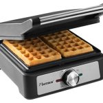 Bestron Wafelijzer voor Belgische wafels, Brussel wafelijzer voor twee dikke wafels, met anti-aanbaklaag & Cool Touch handgreep, Black Label collectie, kleur: mat zwart