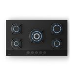 Klarstein Velaire Kookplaat gasfornuis, 90 cm, 5-pits glazen, 10400 W, geschikt voor LPG en aardgas, elektrische ontsteking, vlambeveiliging, keukenaccessoire