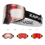 KAPVOE Zelfkleurende skibril, anti-condens, voor heren en dames, fotochromatische snowboardbril, OTG, magnetische wisselglazen, uv-bescherming, helder glas, sneeuwbril voor skiën, wintersport 01
