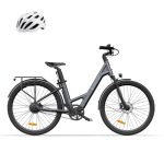 A Dece Oasis ADO E-bike 28 inch E-bike Air 28 elektrische fiets, 345,00 Wh accu, ebike voor dames en heren, 1 versnelling, momentensensor, riemaandrijving (grijs)