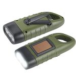 Beste knijpkat HENGBIRD Led-zaklampen, 2 stuks, waterdicht met handzwengel en karabijnhaak, voor buiten, wandelen, als cadeau of nooduitrusting (legergroen)