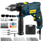 ENVENTOR 900W klopboormachine, elektrische boormachine met 36 stuks accessoires, 2-in-1 functie, 0-3000 tpm, 360° extra handgreep, 13 mm boorkop, voor beton, metaal en hout (Blauw)