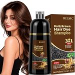 Haarverf Shampoo Bruin 3-in-1 Kleur Shampoo - Direct Kleur Shampoo voor Mannen & Vrouwen, Bruin Haarverf Shampoo Grijs Haar (500 ml)