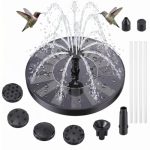Fontein op zonne-energie voor buiten, fontein op zonne-energie met 6 effecten, vijverpomp voor buiten, waterpomp op zonne-energie, drijvende fontein, pomp voor vogelbad, aquarium, tuin, fontein