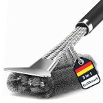 TNTOR Barbecueborstel, 3-in-1 grillborstel met reinigingsborstel met lange steel en schraper, roestvrij staal, BBQ-gereedschap, barbecue-accessoires, 360 graden, reinig grillrooster, keuken, servies