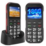 Beste senioren telefoon Seniorenmobiele telefoon zonder abonnement, GSM dual sim, mobiele telefoon met grote toetsen, 1800 mAh batterij, lange standby-tijd, USB-C, laadstation, gepensioneerden, senioren, mobiele telefoon