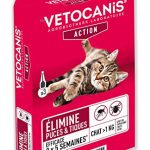 Vetocanis Pipet voor katten, tegen vlooien en teken, behandeling en bescherming tegen ongedierte, effectief 15 weken, voor katten van meer dan 1 kg, verpakking met 3 pipetten