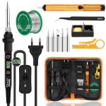 Beste soldeerbout Soldeerbout Set 80W Elektrische Soldeerbout Instelbare Temperatuur 180℃~520℃, 13 in 1 Soldeerboutset Met Schakelaar, 5 Soldeer Punten Houder desoldeerpomp Soldeerdraad 23g Voor Veelzijdige Reparatie