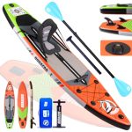 Beste sup board Redpath Stand Up Paddle Board, 330 x 76 x 15 cm, 3 afneembare vinnen, kajakzitting, verstelbare peddel, camhouder, complete accessoires, 150 kg draagkracht, rood