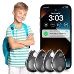 Beste GPS tracker voor ouderen Utag GPS-tracker voor kinderen, 4-pack, beveiligingslabel met pinnen werkt met Apple Find My (alleen iOS), verloren modus, Mfi-gecertificeerd anti-verwijderingsapparaat voor kinderen, ouderen