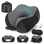 Cirorld Reiskussen voor Vliegtuig, Nek Kussen voor Reizen, Traagschuim Reiskussen voor Volwassenen, Verstelbaar & Compact Vluchtkussen, Ergonomisch Nek Kussen, Met Oordopjes, Oogmasker, Draagtas