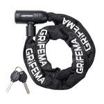 Beste fietsslot GRIFEMA GA1201-12 Fietsslot met sleutel, kettingslot voor fietsen, motorfietsen, scooters, 120 cm, zwart