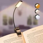 Gritin 9 LED Clip op Boek Licht, 3 Eye-Protecting Modes Flexibele Leeslamp Boek Lamp (Warm&Cool Wit Licht) -Traploos Dimmen, Oplaadbaar, Lange Batterijlevensduur, 4-Level Power Indicator