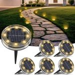 Beste solar grondspot LOTMOS 6 stuks zonnelampen voor de tuin, 8 leds, op zonne-energie, voor buiten, IP68, waterdicht, zonnelampen voor de grond, decoratie voor binnenplaats, oprit, landschap, gazon, warmwit