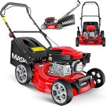 MASKO® Grasmaaier Benzine 3in1 | Duwmaaier met 50L Opvangzak 42 cm maaibreedte 7-Standen Maaihogte | Mulchfunctie, Maaien, opvangen, takken en bladeren versnipperen | 4-takt kopklepmotor 2kW 3,4 PK