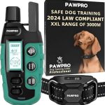 Beste trainingshalsband hond PAWPRO Trainingshalsband voor Honden, Bereik XXL van 3000m, Voldoet aan Nieuwe Wet 2024 Dierenwelzijn, 3 Modi BIEP, Boost Trilling, voor Honden van Alle Groottes, Waterdicht en Oplaadbaar