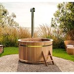 Finntherm Houten bad vat Bergen, Hot Tub Ø 200 x 101 cm, incl. roestvrij stalen oven 22 kW en instapladder, 6-8 personen, zwembad, badboot