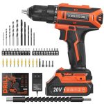 VIWKO Accuschroevendraaier, 20 V accuboormachine, 25 + 1 draaimomentniveaus, accuboormachine, 42 Nm maximaal draaimoment, ledlicht, 56-delige set accuschroevendraaiers voor onderhoudswerkzaamheden en