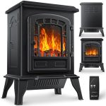 KESSER® elektrische open haard met ventilatorkachel en afstandsbediening, 2000 W, elektrische verwarming, met led-haardvuureffect, vlameffect, geluidsarm, regelbaar, zwart
