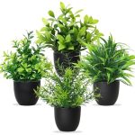 Betylifoy Kunstplanten met Pot 4 Stuks Kleine Groene Planten Decoratieve Kunststof Planten Indoor Decoratie voor Kantoor Huis Slaapkamer Woonkamer Badkamer (4, Zwarte pot)