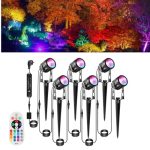 Greenclick Tuinverlichting, RGB, 21 m, 6 stuks, led-spots met grondpunt, elektrisch, 12 V, 3 W, 1800 lm, kleurrijke verlichting, IP65, waterdicht, timer met afstandsbediening