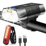 REHKITTZ Fietsverlichting Voor en Achter, 3300 Lumen, Zeer Helder, 9 Modi