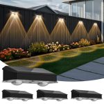 YIFMOO Zonnelampen buiten, 4 stuks, waterdichte wandlamp op zonne-energie, voor buiten, tuin, met 4 modi, warmwit/koudwit/2 RGB-modi, led-tuinverlichting voor terras, muur, trap, hekken