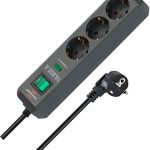 Beste stekkerdoos met overspanningsbeveiliging Brennenstuhl Eco-Line stekkerdoos 3-voudig met overspanningsbeveiliging (Stekkerblok met hogere contactbescherming, Schakelaar,1,5m Kabel) kleur: antraciet