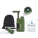 Purewell Waterzuiveringspomp met vervangbaar koolstofwaterfilter van 0,01 micron, 4 filterfasen, draagbare nood- en overlevingsuitrusting voor buiten - kamperen, wandelen, backpacken