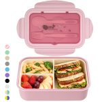 BIBURY Broodtrommel Lunchbox Volwassenen & Kantoor 1400 ml, Lekvrije Grote Bento Box met 3 Vakken & Bestek, Magnetronbestendig voor School Werk Mannen Vrouwen & Kinderen