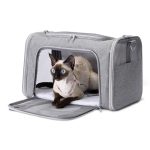 Amazon Basics, Comfortabele draagtas voor katten en honden met verstelbare schouderriem, goedgekeurd door de luchtvaartsector, opvouwbaar en draagbaar ontwerp met gaasventilatie