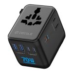 decqle “Pro” Reisadapter Wereldwijd Reisstekker met 3 USB-C(GaN70W)＆2 USB-A