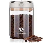 1100ML Vakuum Koffiepot, Koffiecontainer Luchtdicht met Uitlaatklep en Datumweergave, Koffiebonen Pot Transparant Glas Koffiepot, Vakuum Opslag voor Koffiebonen, Suiker, Thee, Noten