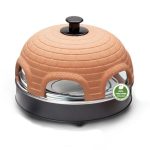 Beste pizzarette Emerio Pizzaoven, PIZZARETTE het origineel, 1 handgemaakte terracotta kleikap, gepatenteerd design, voor mini-pizza, echt familieplezier voor 6 personen, terracotta oranje/zwart, PO-115984