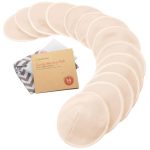 Biologische Bamboe Borstkompressen - 14 Wasbare pads + Waszak - Herbruikbare Borstkompressen voor Borstvoeding, Borstvoedingspads voor Moederschap (Bare Beige, L 12cm)