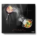 Beste kookplaat met afzuiging Cooksir Inductiekookplaat, 4 platen met afzuigkap, kookplaat, inductie 60 cm, inbouw met booster, timer, 6400 W inductieveld, 135 W afzuigkap, 220-240 V, zonder stekker