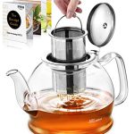 Beste theepot STNTUS Glazen theepot, 1200 ml, voor losse thee, met infuser en roestvrijstalen zeef, kookplaatbestendig, 4-6 kopjes