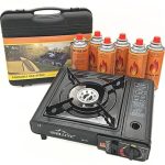 SMH LINE® Camping kooktoestel - Draagbaar Gasfornuis - Incl. 6x gasflessen en koffer