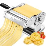 Beste pastamachine YASHE Handmatige pastamachine, roestvrijstalen pastamaker met twee breedtes, roller en mes van roestvrij staal met 7 instelbare diktes voor pasta, spaghetti, fettuccine, lasagna