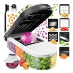 Fullstar Multifunctionele Groentehakselaar en Mandoline Snijmachine - Groentesnijder Juliennesnijder Rasp voor Ui Tomaat Salade Aardappel Komkommer - Keuken Gereedschapen (Compact 6-in-1, Wit)